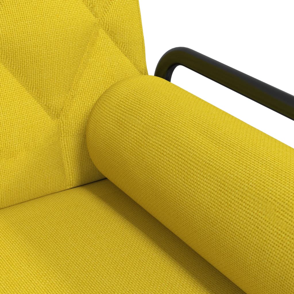 Rozkládací Pohovka S Područkami Světle Žlutá Textil