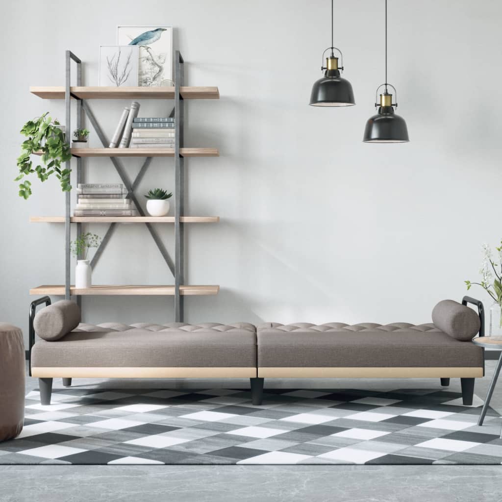 Rozkládací Pohovka S Područkami Taupe Textil