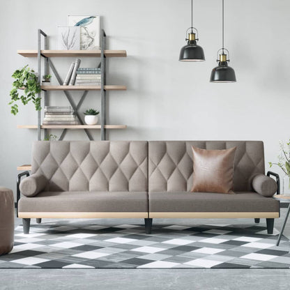 Rozkládací Pohovka S Područkami Taupe Textil
