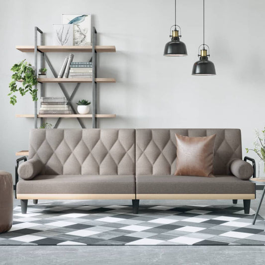 Rozkládací Pohovka S Područkami Taupe Textil