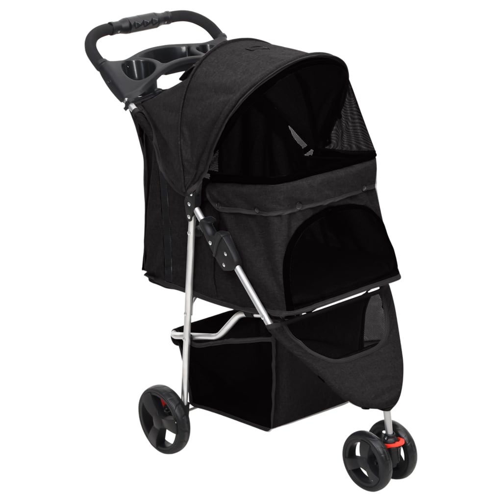 Skládací Kočárek Pro Psa Černý 80X46X98 Cm Oxfordská Tkanina