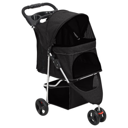 Skládací Kočárek Pro Psa Černý 80X46X98 Cm Oxfordská Tkanina