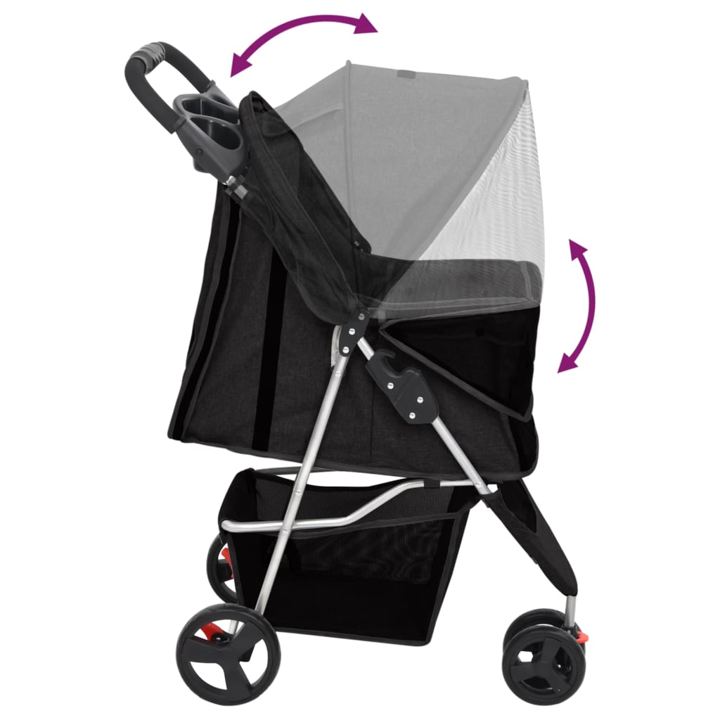 Skládací Kočárek Pro Psa Černý 80X46X98 Cm Oxfordská Tkanina