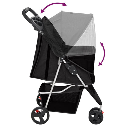 Skládací Kočárek Pro Psa Černý 80X46X98 Cm Oxfordská Tkanina