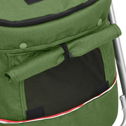 Skládací Kočárek Pro Psa Zelený 100 X 49 X 96 Cm Lněná Tkanina