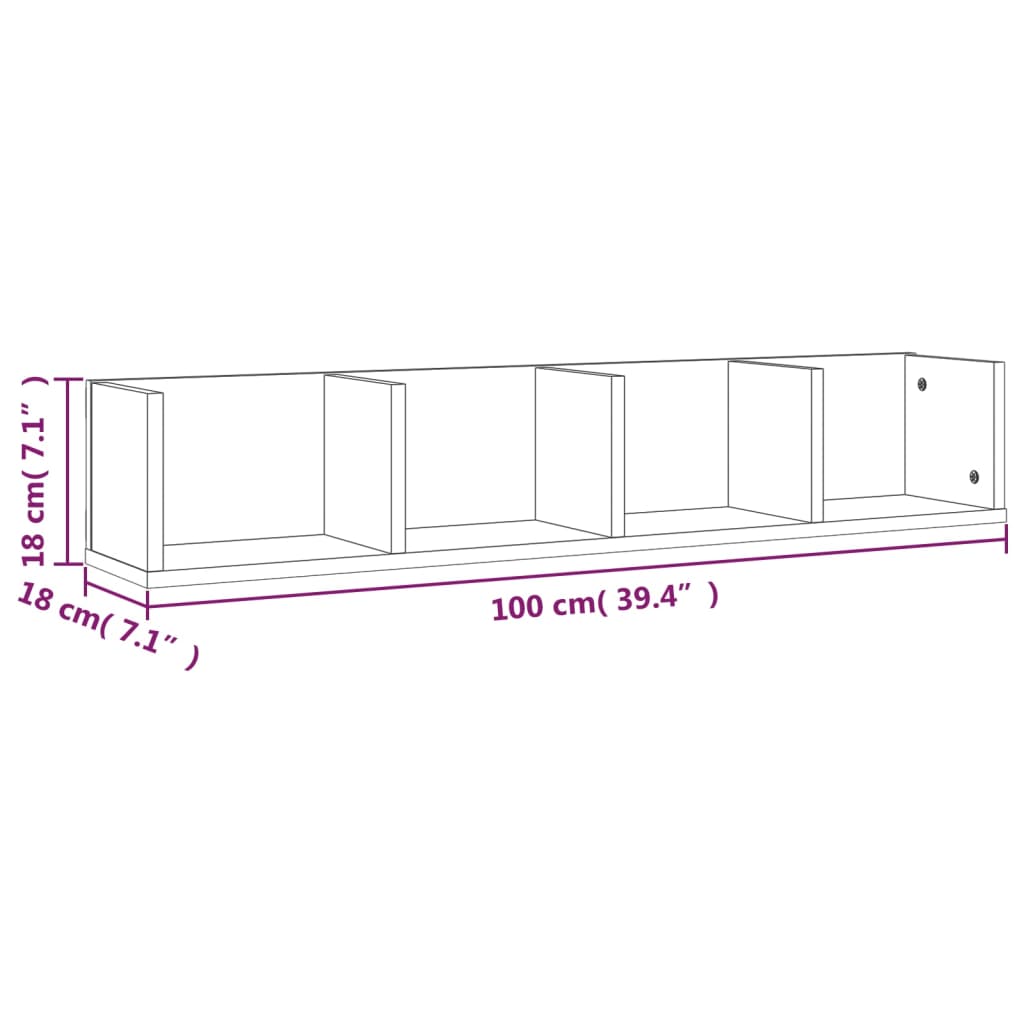 Nástěnná Police Na Cd 100X18X18 Cm Kompozitní Dřevo