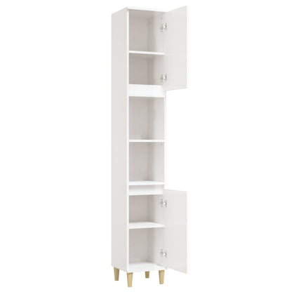 Koupelnová Skříňka Lesklá Bílá 30X30X190 Cm Kompozitní Dřevo