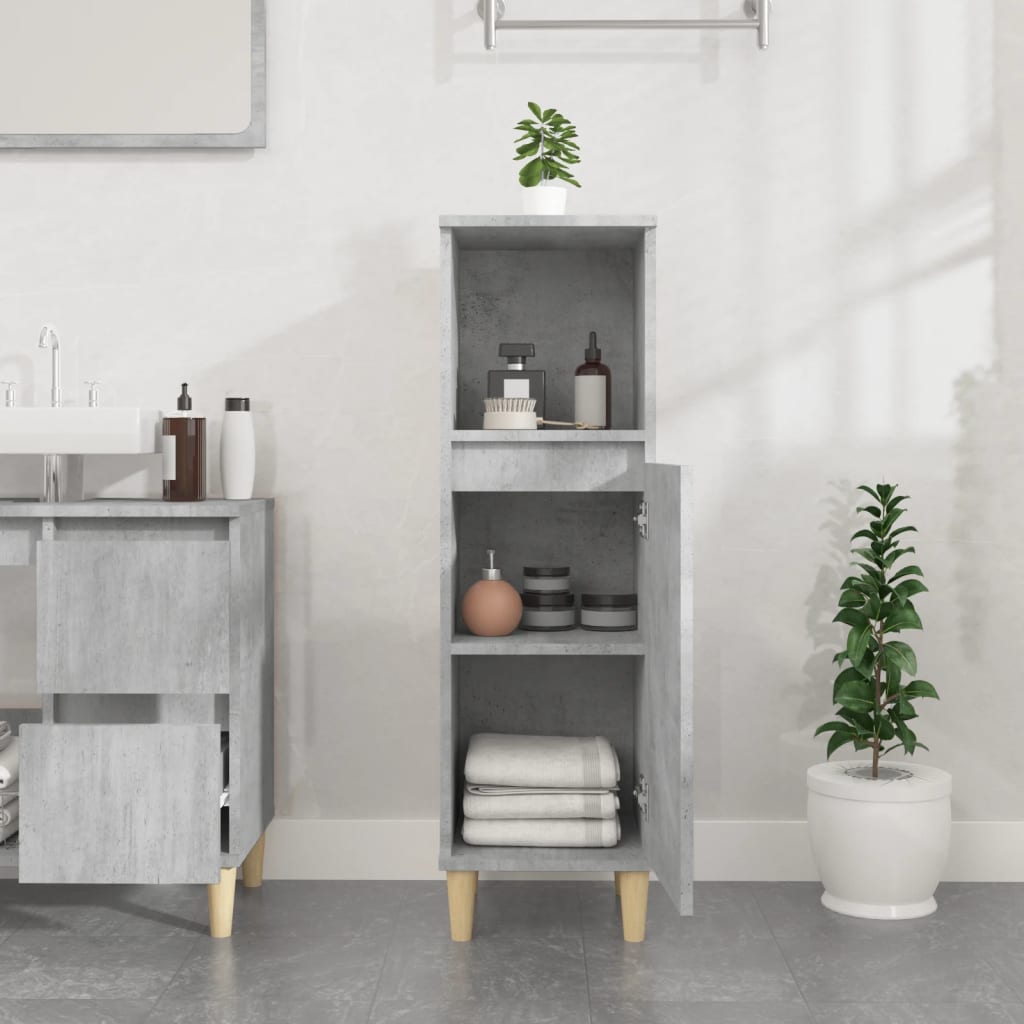 Koupelnová Skříňka Betonově Šedá 30X30X100 Cm Kompozitní Dřevo