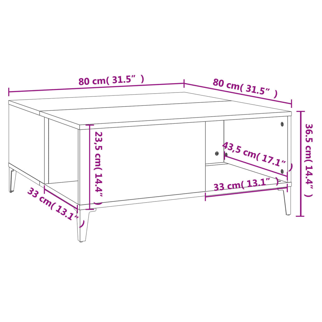 Konferenční Stolek Bílý 80 X 80 X 36,5 Cm Kompozitní Dřevo