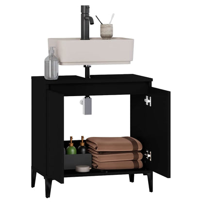 Skříňka Pod Umyvadlo Černá 58 X 33 X 60 Cm Kompozitní Dřevo