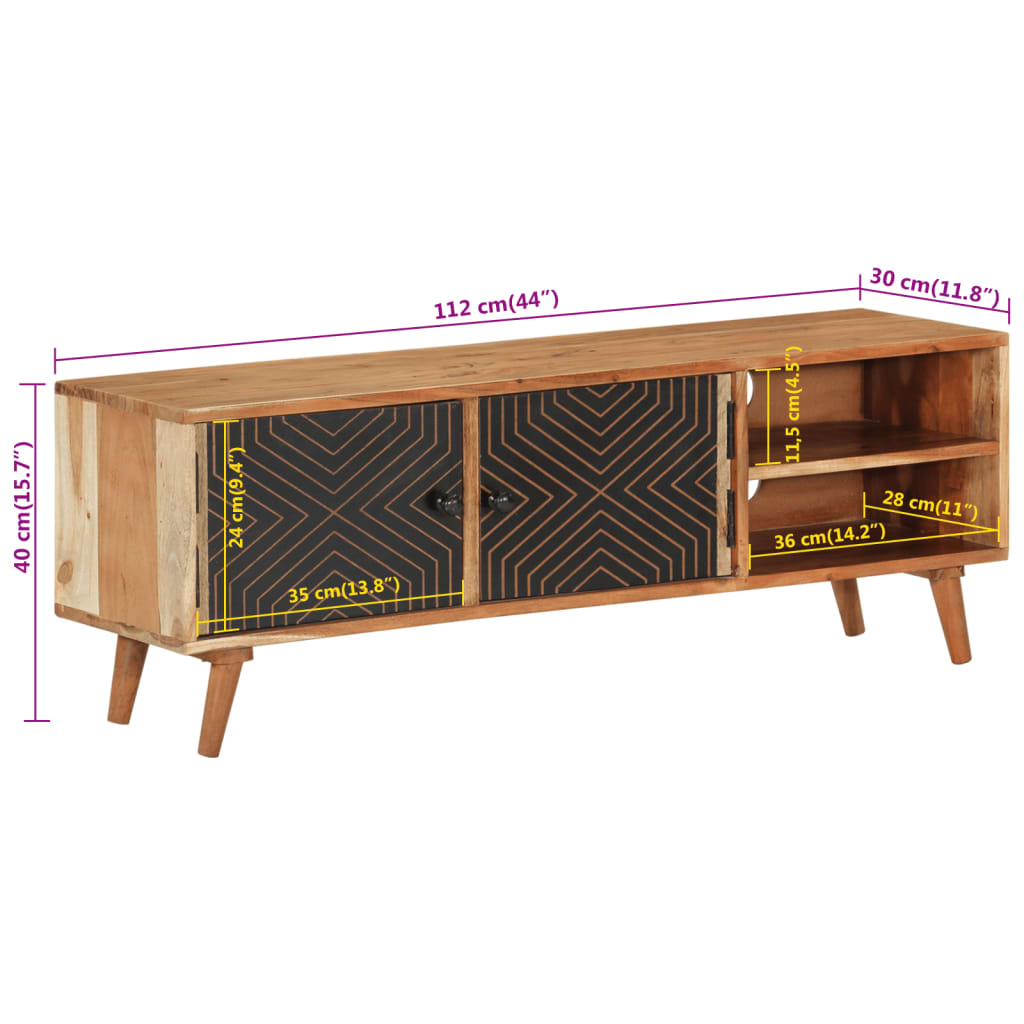 Tv Skříňka 112 X 30 X 40 Cm Masivní Akáciové Dřevo
