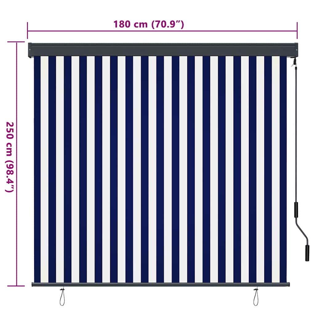 Roleta Modrá A Bílá 180 X 250 Cm Textil A Hliník