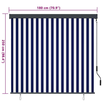 Roleta Modrá A Bílá 180 X 250 Cm Textil A Hliník
