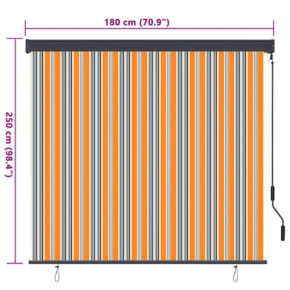 Roleta Žlutá A Modrá 180 X 250 Cm Textil A Hliník