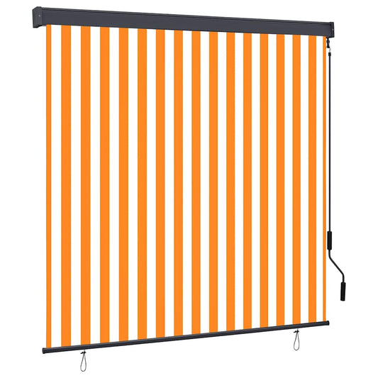 Roleta Bílá A Oranžová 180 X 250 Cm Textil A Hliník