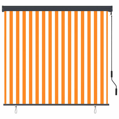 Roleta Bílá A Oranžová 180 X 250 Cm Textil A Hliník