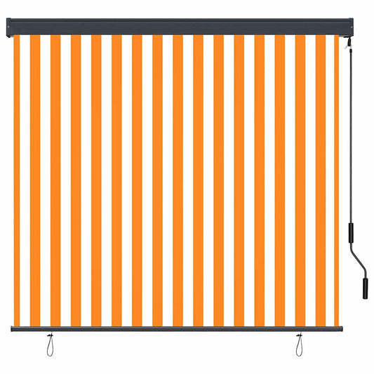 Roleta Bílá A Oranžová 180 X 250 Cm Textil A Hliník