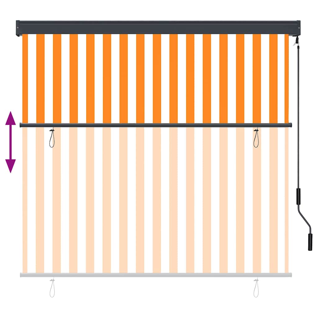 Roleta Bílá A Oranžová 180 X 250 Cm Textil A Hliník