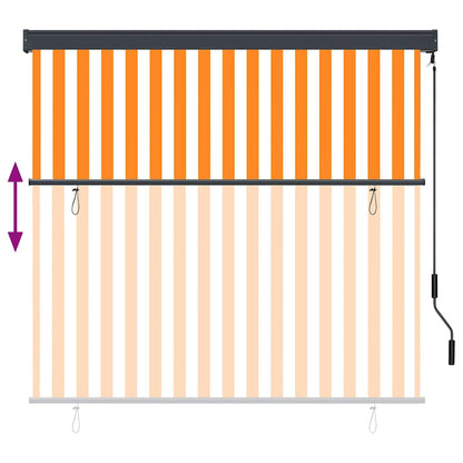 Roleta Bílá A Oranžová 180 X 250 Cm Textil A Hliník