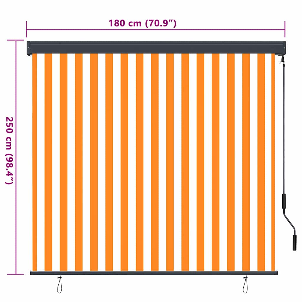 Roleta Bílá A Oranžová 180 X 250 Cm Textil A Hliník