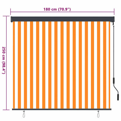 Roleta Bílá A Oranžová 180 X 250 Cm Textil A Hliník