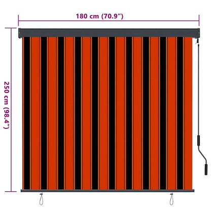 Roleta Oranžová A Hnědá 180 X 250 Cm Textil A Hliník
