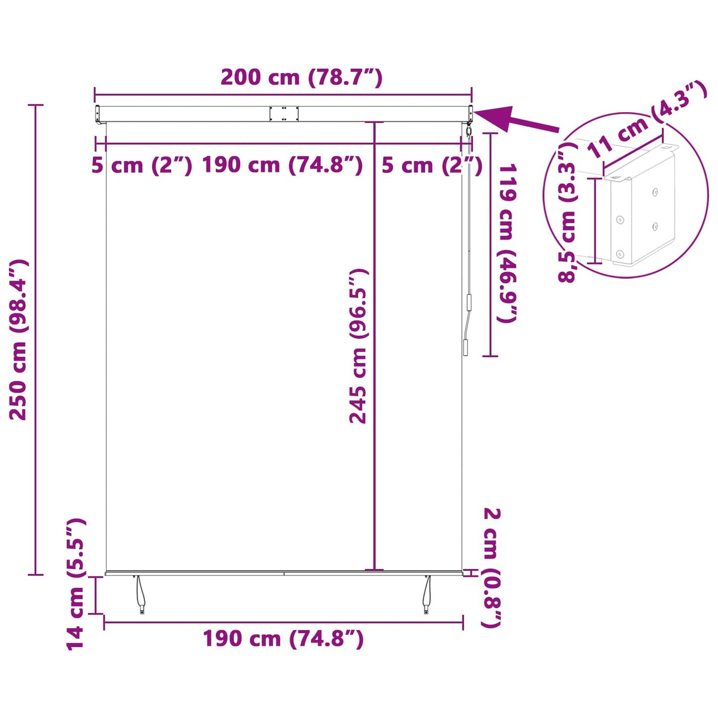 Roleta Krémová 200 X 250 Cm Textil A Hliník