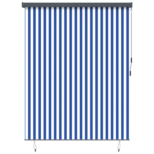 Roleta Modrá A Bílá 200 X 250 Cm Textil A Hliník