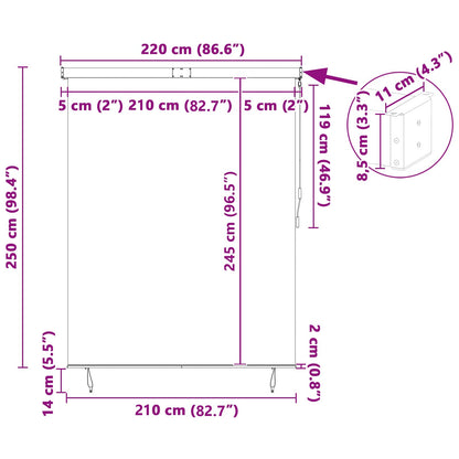 Roleta Oranžová A Hnědá 200 X 250 Cm Textil A Hliník