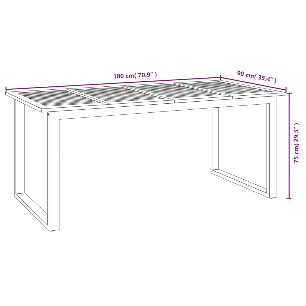 Zahradní Stůl S Nohami Ve Tvaru U 180X90X75 Cm Masivní Akácie