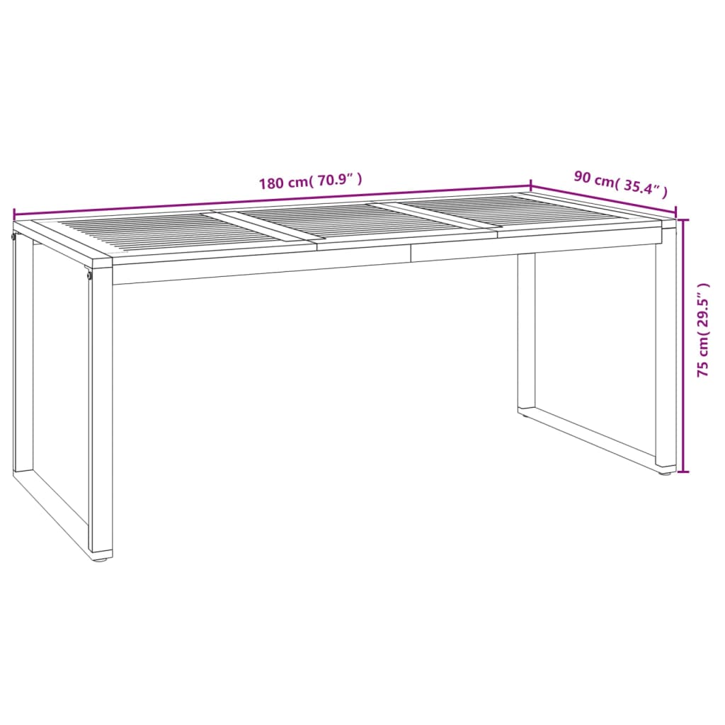 Zahradní Stůl S Nohami Ve Tvaru U 180X90X75 Cm Masivní Akácie