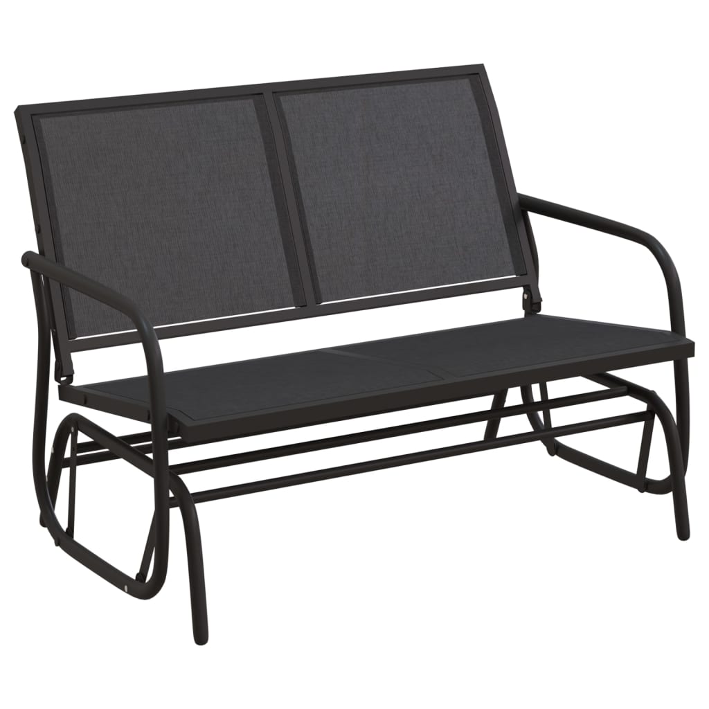 Zahradní Lavice Glider Černá 120,5X76X86,5 Cm Textilen A Ocel