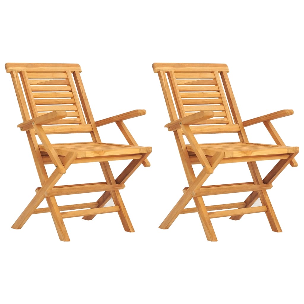 Skládací Zahradní Židle 2 Ks 56X63X90 Cm Masivní Teakové Dřevo
