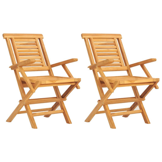 Skládací Zahradní Židle 2 Ks 56X63X90 Cm Masivní Teakové Dřevo