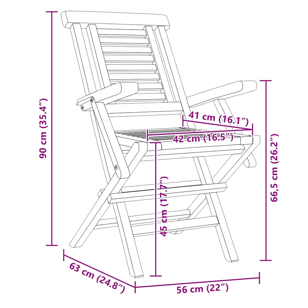 Skládací Zahradní Židle 2 Ks 56X63X90 Cm Masivní Teakové Dřevo