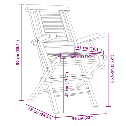 Skládací Zahradní Židle 2 Ks 56X63X90 Cm Masivní Teakové Dřevo