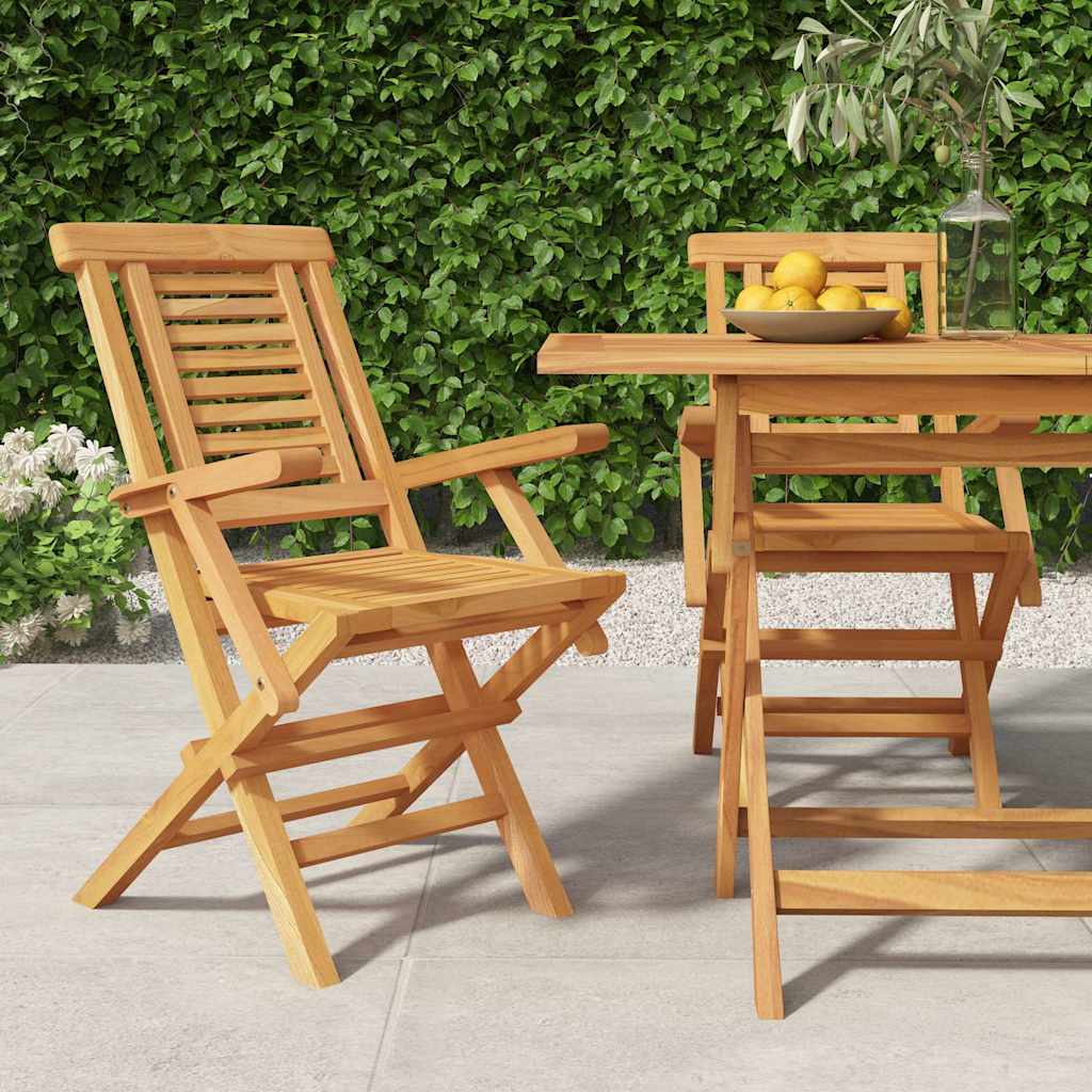 Skládací Zahradní Židle 2 Ks 56X63X90 Cm Masivní Teakové Dřevo