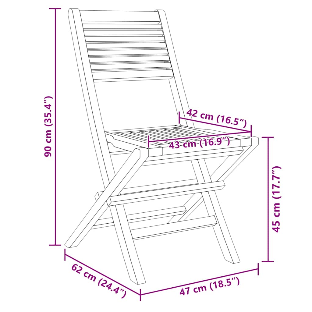 Skládací Zahradní Židle 2 Ks 47X62X90 Cm Masivní Teakové Dřevo