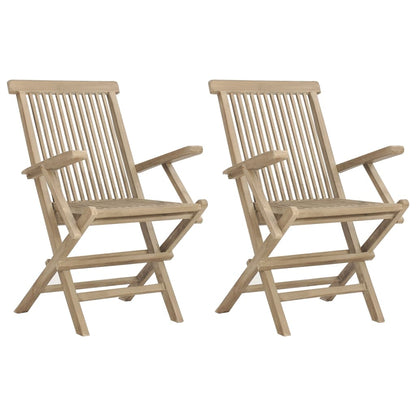 Skládací Zahradní Židle 2 Ks Šedé 56 X 61 X 89 Cm Masivní Teak