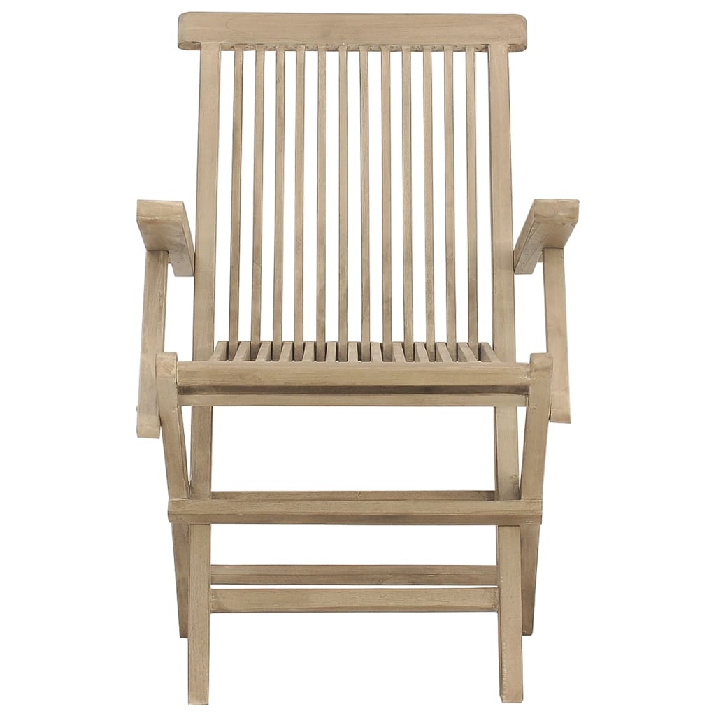 Skládací Zahradní Židle 2 Ks Šedé 56 X 61 X 89 Cm Masivní Teak