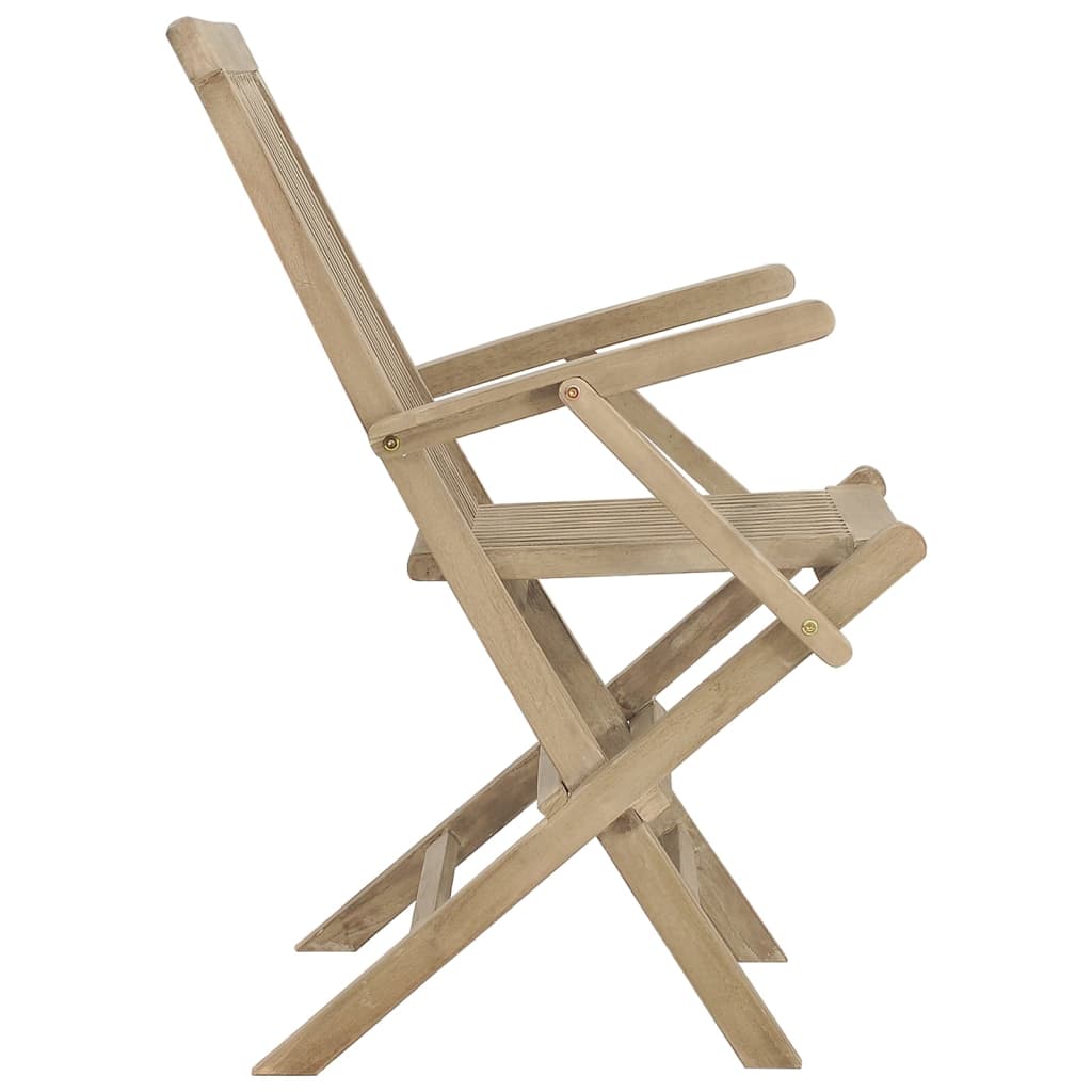 Skládací Zahradní Židle 2 Ks Šedé 56 X 61 X 89 Cm Masivní Teak