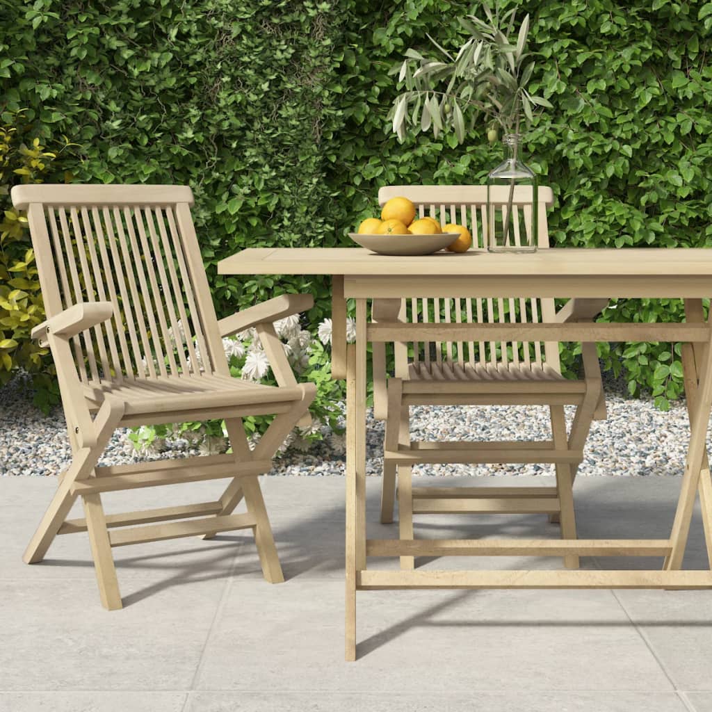 Skládací Zahradní Židle 2 Ks Šedé 56 X 61 X 89 Cm Masivní Teak