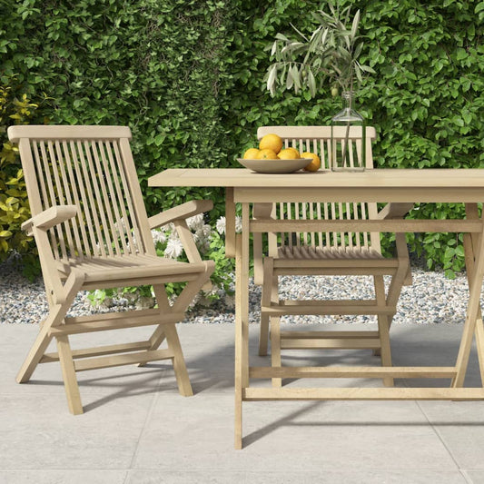 Skládací Zahradní Židle 2 Ks Šedé 56 X 61 X 89 Cm Masivní Teak