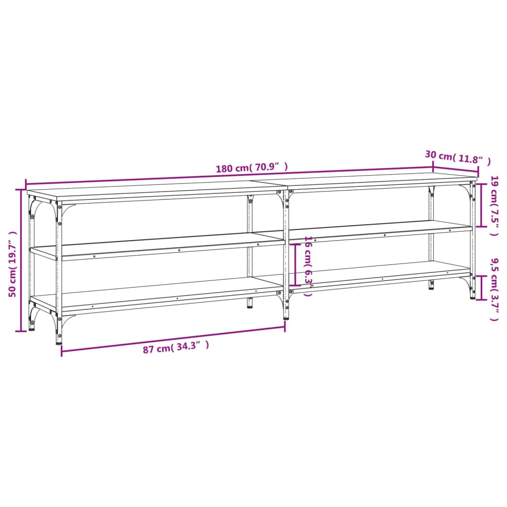 Tv Skříňka 180 X 30 X 50 Cm Kompozitní Dřevo A Kov