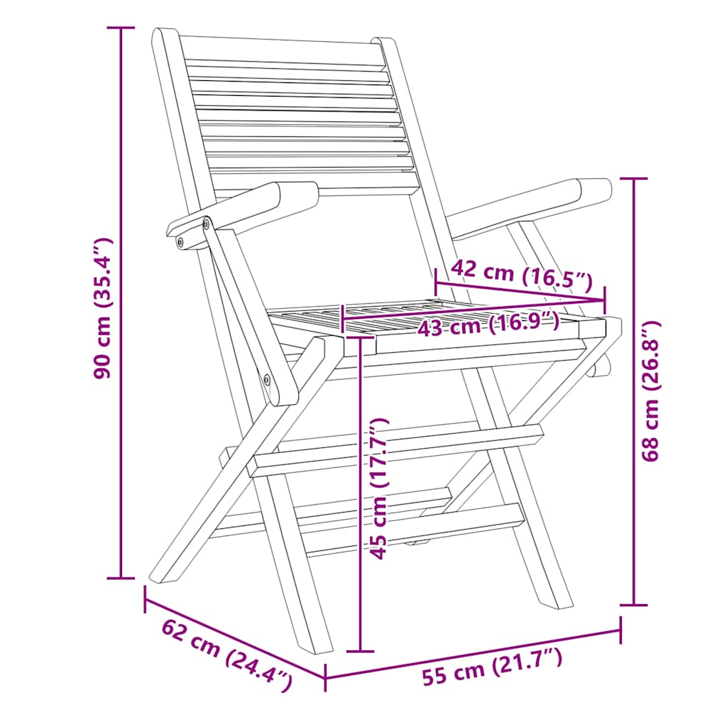 Skládací Zahradní Židle 6 Ks 55X62X90 Cm Masivní Teakové Dřevo