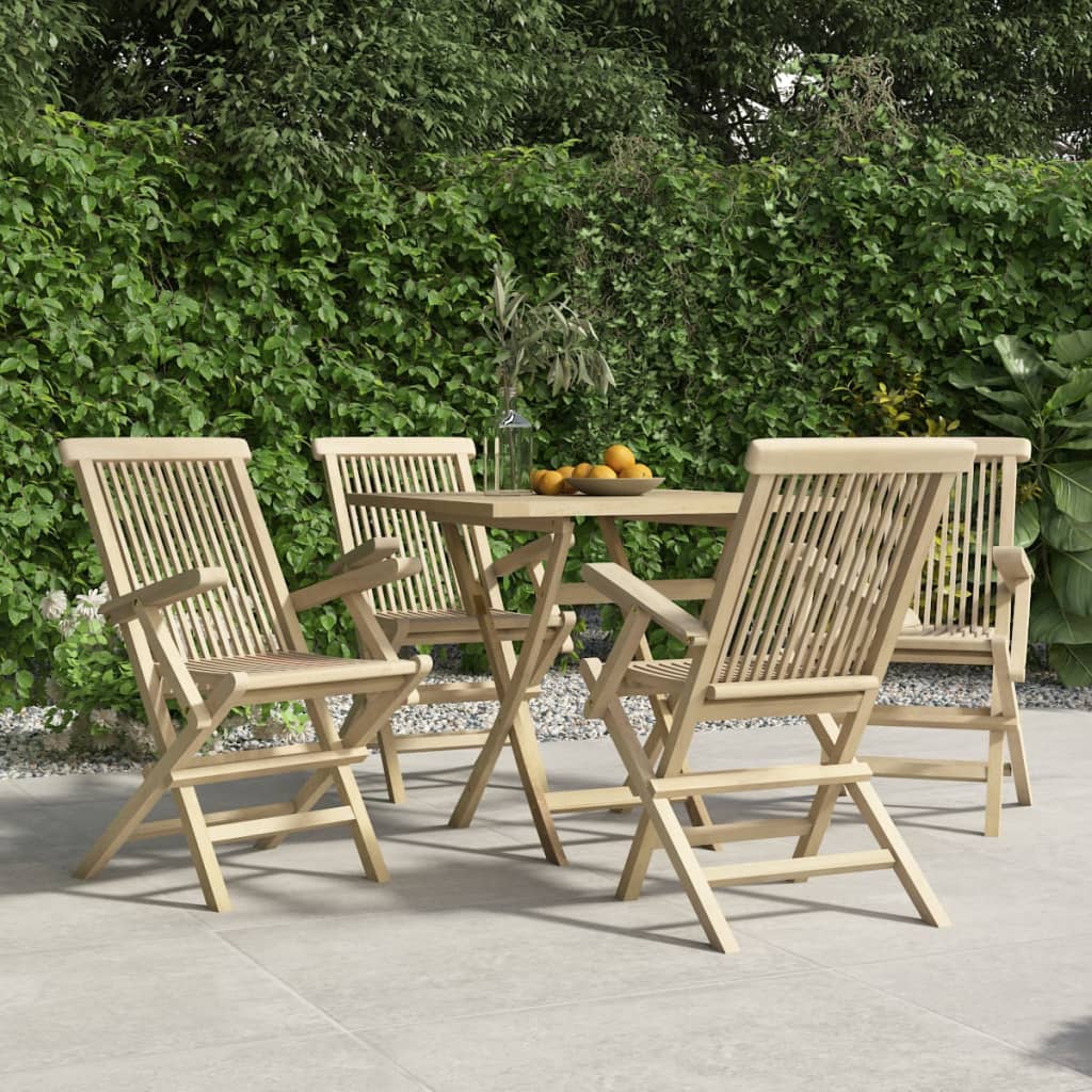 Skládací Zahradní Židle 2 Ks Šedé 56 X 61 X 89 Cm Masivní Teak