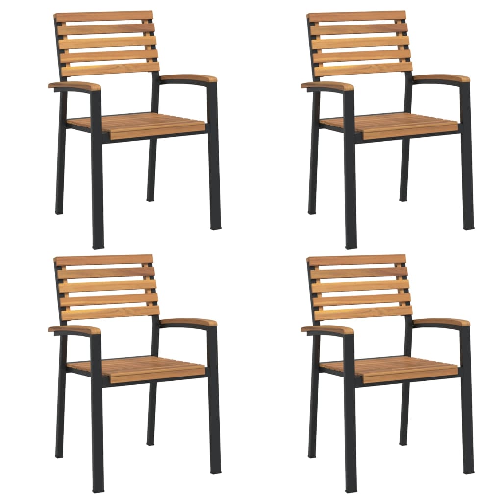 5Dílný Zahradní Jídelní Set Masivní Akáciové Dřevo A Kov