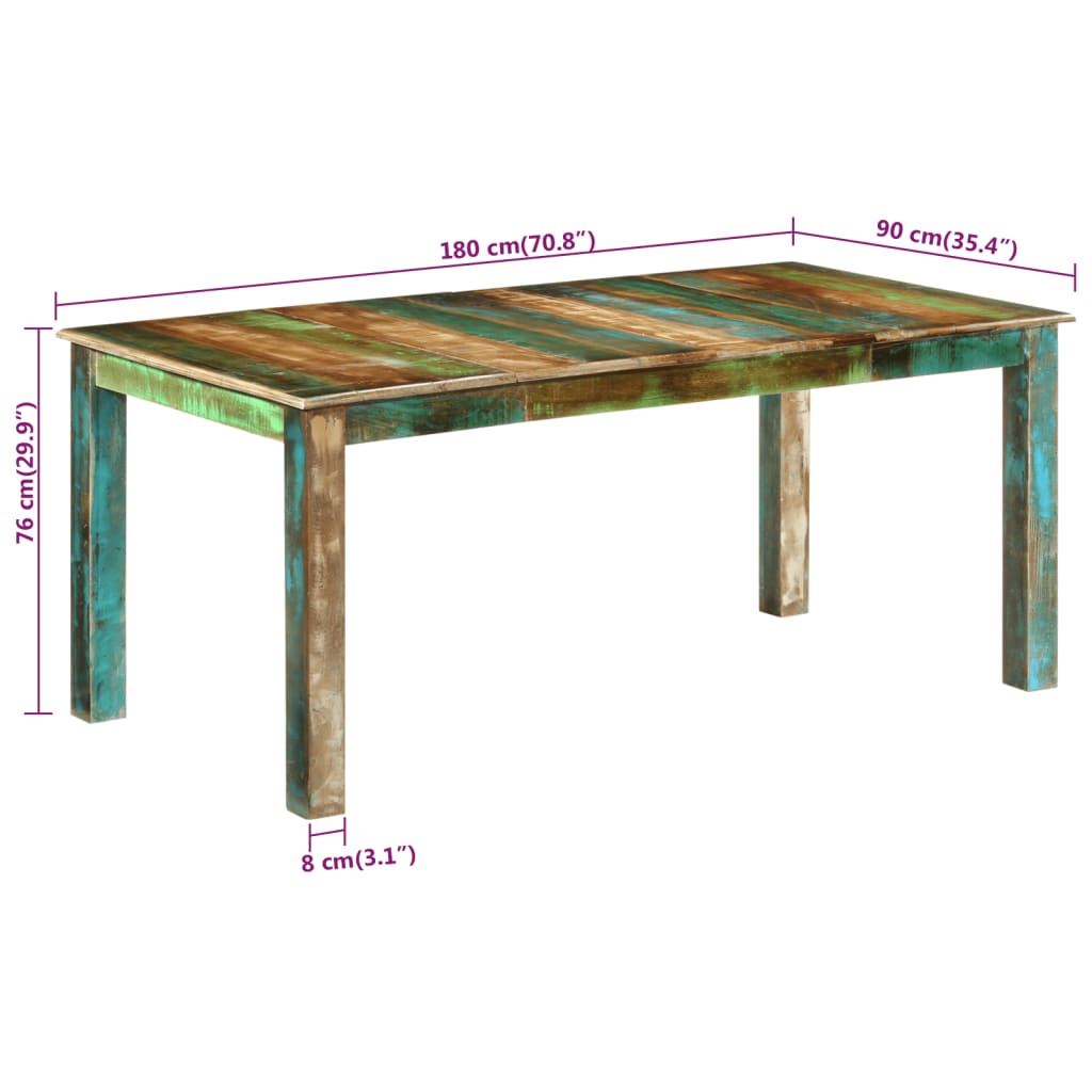 Jídelní Stůl 180 X 90 X 76 Cm Masivní Recyklované Dřevo