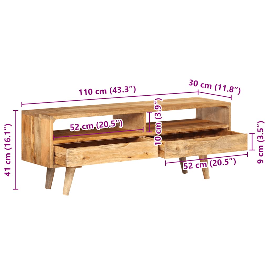 Tv Skříňka 140 X 30 X 41 Cm Masivní Mangovníkové Dřevo