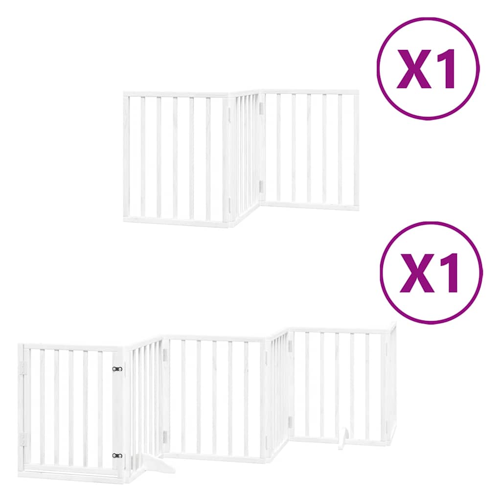 Zábrana Pro Psy S Dvířky Skládací 9 Panelů Bílá 450 Cm Topol